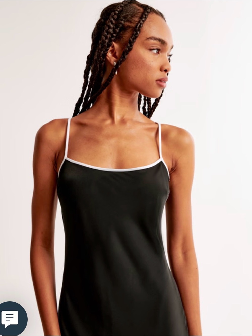 Abercrombie & Fitch Black Slip Maxi Dress with White Trim Small NWT - Picture 2 of 7